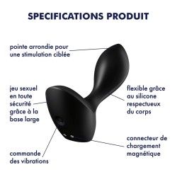 Plug anal vibrant noir USB Backdoor Lover Satisfyer 