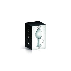 Plug anal boule en verre transparent n°32 Glossy 