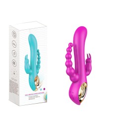 Vibromasseur Rabbit  rose  avec chapelet vibrant 