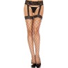 Collant noir filet effet porte-jarretelles dentelle 