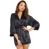 Nuisette noire avec peignoir satinés 