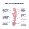 2 en 1 Vibromasseur rabbit et wand rose USB Triple Lover Satisfyer 