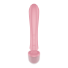 2 en 1 Vibromasseur rabbit et wand rose USB Triple Lover Satisfyer 
