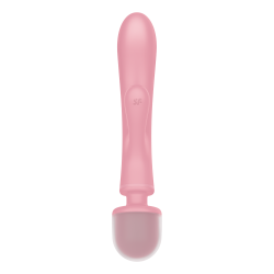 2 en 1 Vibromasseur rabbit et wand rose USB Triple Lover Satisfyer 