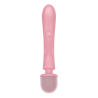 2 en 1 Vibromasseur rabbit et wand rose USB Triple Lover Satisfyer 
