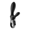 Vibromasseur rabbit noir USB, chauffant et connecté Heat Climax  Satisfyer 