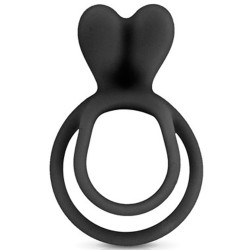 Double cockring noir avec stimulateur de clitoris 