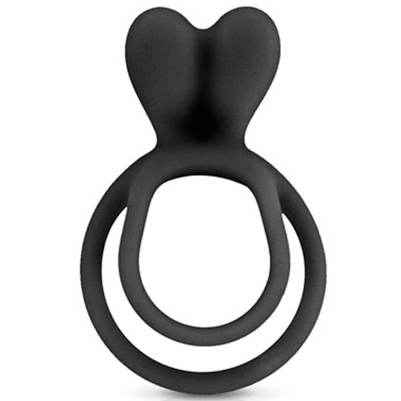 Double cockring noir avec stimulateur de clitoris 