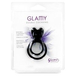 Double cockring noir avec stimulateur de clitoris 