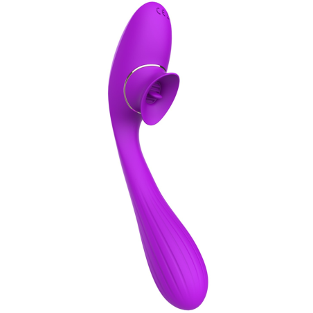 Stimulateur Clitoridien avec langue  Vibromasseur Point G 2-en-1 DISA Violet Cœur Ardent