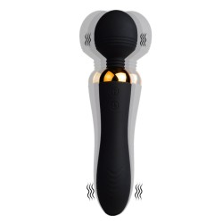 SHAKE Noir, Vibromasseur Wand USB en silicone médical avec 2 puissants moteurs indépendants