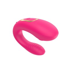 Vibromasseur de couple rose, USB avec 2 moteurs pour stimulation Point G et clitoridienne avec télécommande 