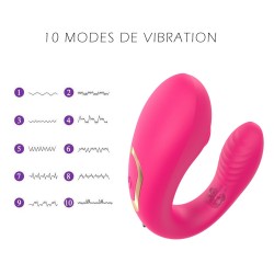 Vibromasseur de couple rose, USB avec 2 moteurs pour stimulation Point G et clitoridienne avec télécommande 