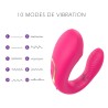Vibromasseur de couple rose, USB avec 2 moteurs pour stimulation Point G et clitoridienne avec télécommande 