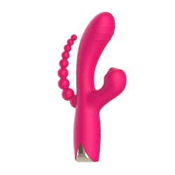 Vibromasseur triple stimulation USB rose Snappy Bunny 