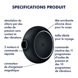 Stimulateur clitoridien par air pulsé et vibration USB Pro To Go 3 Satisfyer 