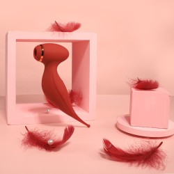 Oiseau du Paradis - Vibromasseur 2 en 1 avec vibration clitoridienne par membrane et embout stimulateur rouge