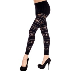 Legging fin voile noir motif floral 