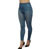 Legging bleu style jean moulant avec impressions sur poches 
