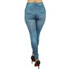 Legging bleu style jean moulant avec impressions sur poches 