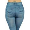 Legging bleu style jean moulant avec impressions sur poches 
