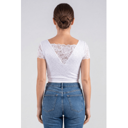 Top sexy court blanc bi matière réversible
