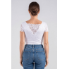 Top sexy court blanc bi matière réversible