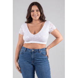 Top sexy court blanc bi matière réversible