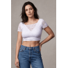 Top sexy court blanc bi matière réversible