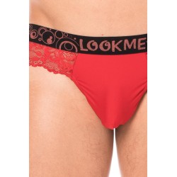 String rouge en dentelle délicate 