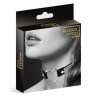 Collier en cuir noir SM avec bande de strass et coeur métal argenté 