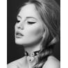 Collier en cuir noir SM avec pendentif cadenas coeur argenté 