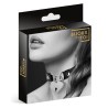 Collier en cuir noir SM avec pendentif cadenas coeur argenté 