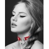 Collier en cuir rouge SM avec pendentif cadenas coeur argenté 