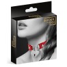 Collier en cuir rouge SM avec pendentif cadenas coeur argenté 