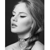 Collier en cuir noir SM avec double anneau métal argenté pour laisse 