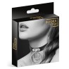 Collier en cuir noir SM avec double anneau métal argenté pour laisse 