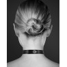 Collier en cuir noir SM avec double anneau métal argenté pour laisse 