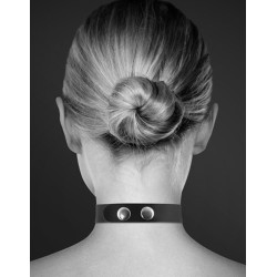Collier en cuir noir SM avec Slave en strass 