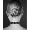 Collier en cuir noir SM avec Slave en strass 