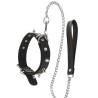 Collier fétichiste avec anneaux pointes et laisse métallique 