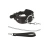 Collier fétichiste large anneau métal et laisse 