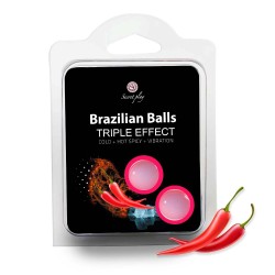 2 boules de massage brésiliennes triple effet froid, chaud et vibration 