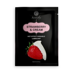 Dosette 2 en 1 Lubrifiant et huile de massage fraise à la crème chauffant 10 ml 