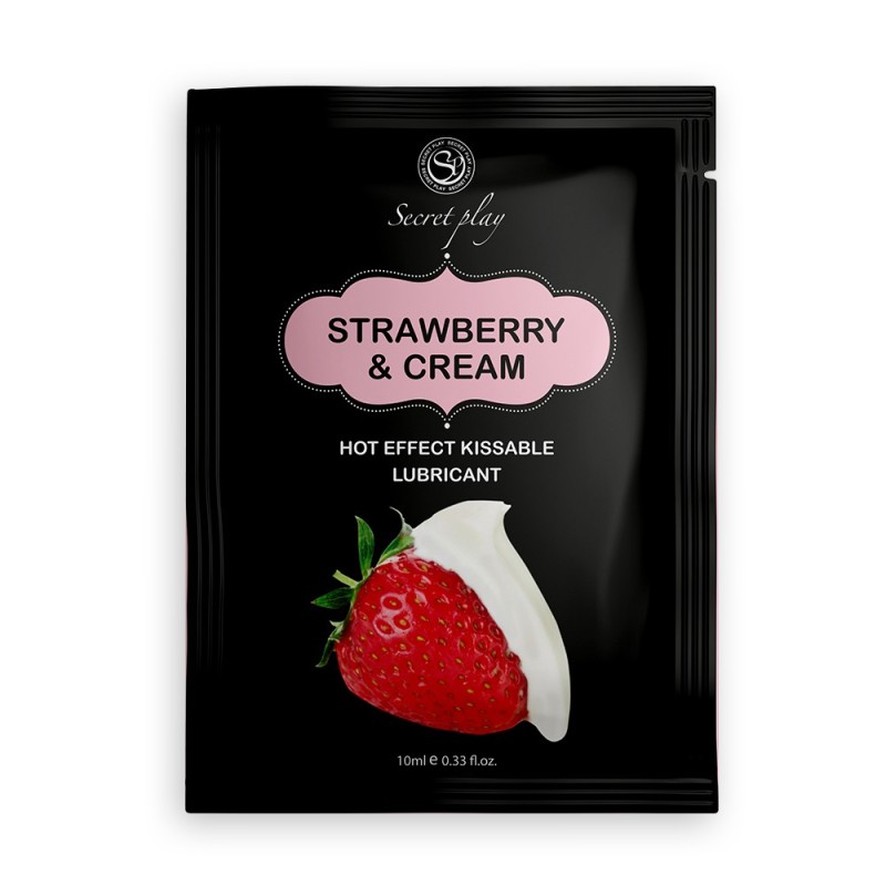 Dosette 2 en 1 Lubrifiant et huile de massage fraise à la crème chauffant 10 ml 
