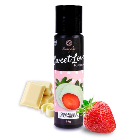 2 en 1 Gel de massage et lubrifiant fraise chocolat blanc 100% comestible 