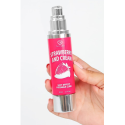 2 en 1 Lubrifiant et huile de massage fraise à la crème chauffant