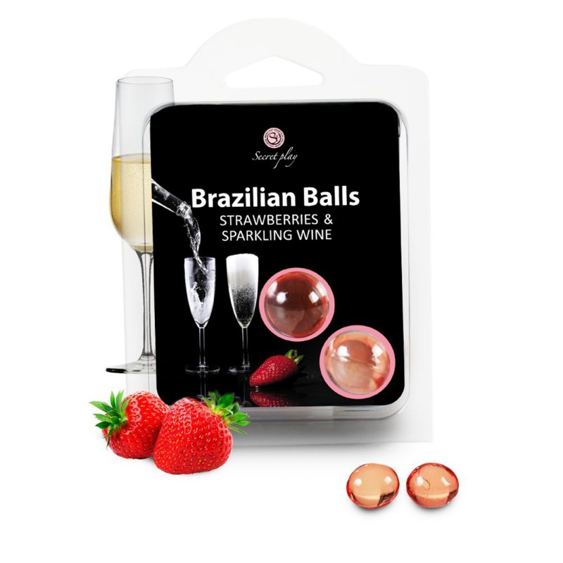 Boules de massage Brésiliennes fraise vin pétillant 