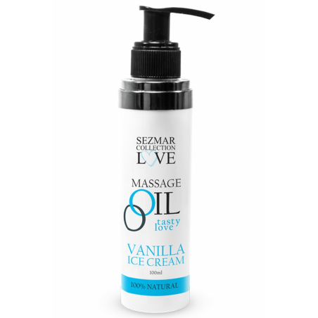 Huile de massage comestible Vanille glacée 100ml 100% naturelle 