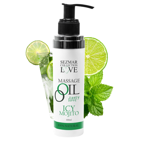Huile de massage comestible mojito menthe 100ml 100% naturelle 
